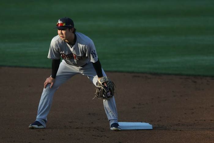 New York Yankees prospect Hoy Jun Park with Scranton/Wilkes-Barre RailRiders